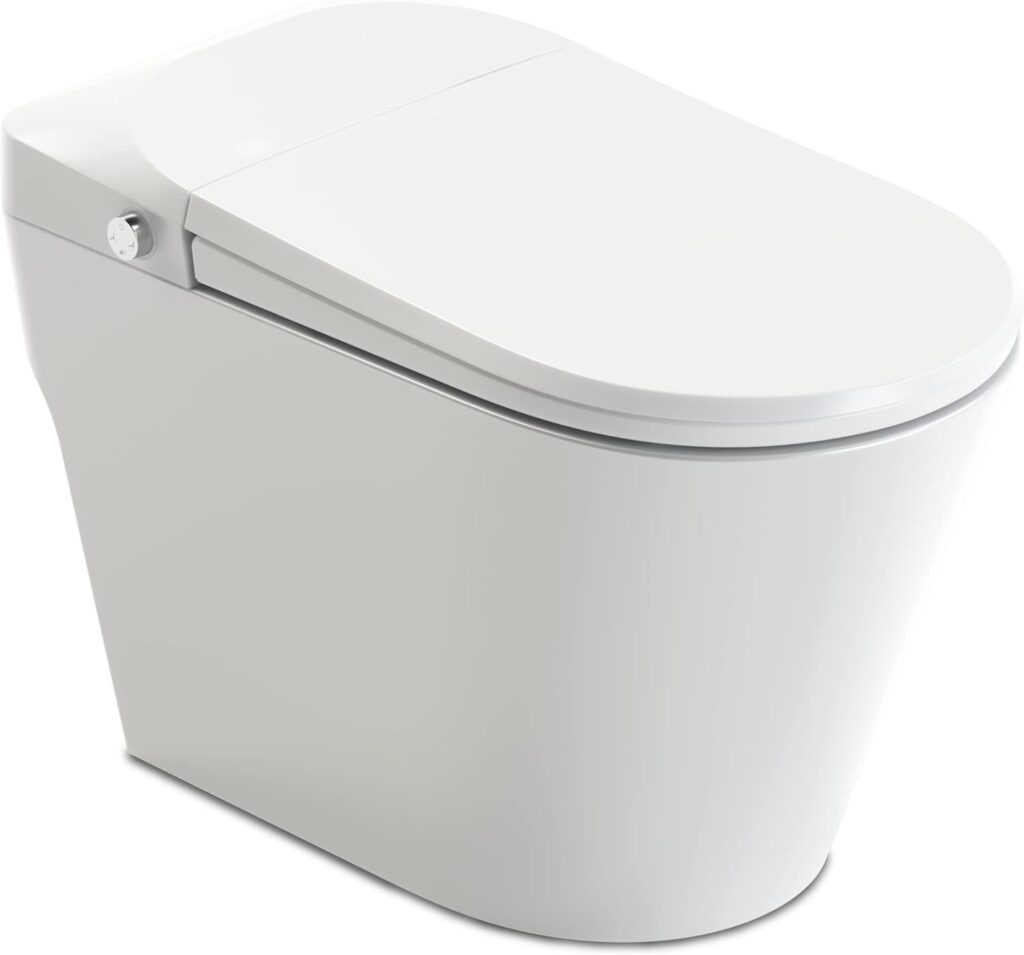 ANZZI Tankless Bidet Smart Toilet in White Ceramic with Elongated Heated Toilet Seat, 1.28 GPF, Auto Open/Close, UV Sterilizing 3-in-1 Nozzle, Deodorizer, Nightlight, Eco Energy TL-STFF950WH