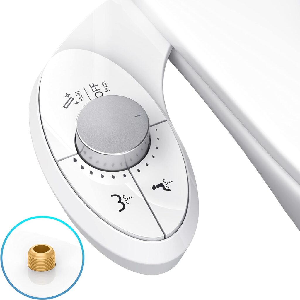 Aresmata Ultra-Slim Bidet Attachment for Toilet - Effortless Non-Electric Self-Cleaning Dual Retractable Nozzles Bidets Toilet Seat, Adjustable Water Pressure Fresh Water Sprayer Baday