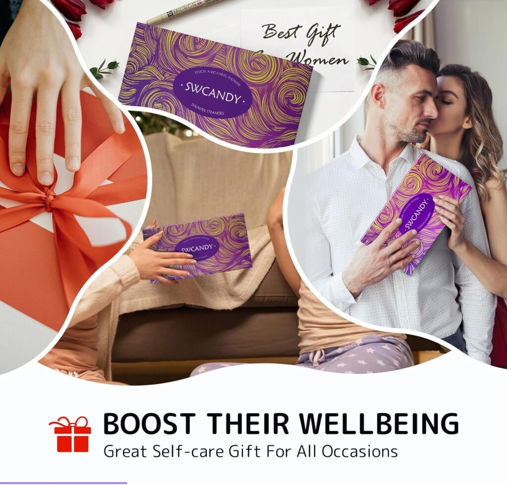 Aromatherapy Shower Steamers Valentines Day Gifts for her - Swcandy 8 Pcs Bath Bombs Valentines Day Gifts for Women, Shower Bombs Self Care with Essential Oils, Relaxation Home SPA Lavender
