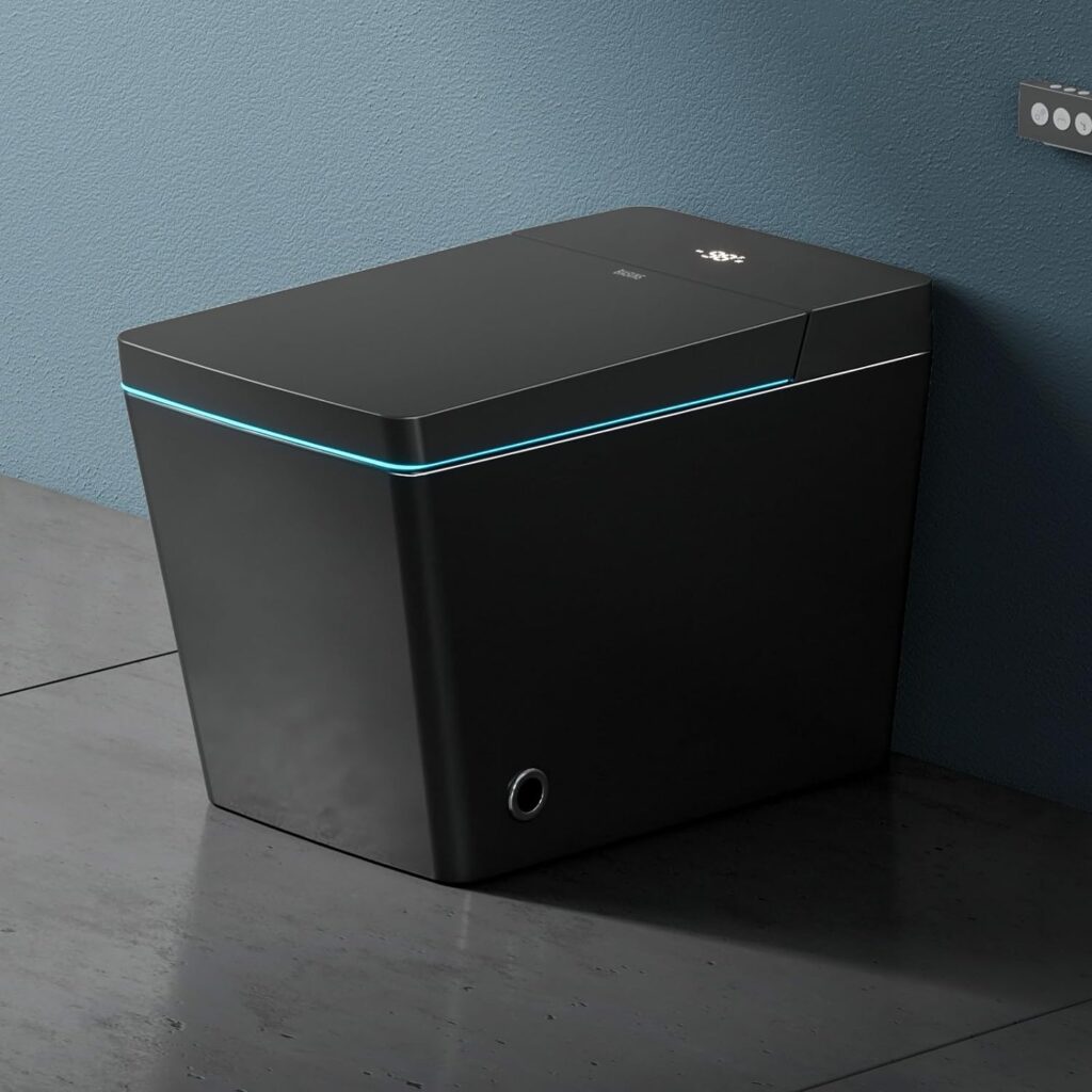 BIASUNS Luxury Modern Smart Toilet with Auto OpenClose Lid, One Piece Square Intelligent Toilet with Heated Bidet Seat, Warm Water, Warm Air Drying, Bidet Combo, HD Display and Remote control.