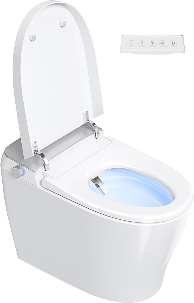 BidetMate 6000 Intelligent Elongated Bidet Toilet – Hands-Free Open/Close – Instant Heated Water, Dryer,  Seat – Quick Drying Cyclone-Dri Tech, Walk Away Auto Power-Flush, Auto Night Light - w/Remote