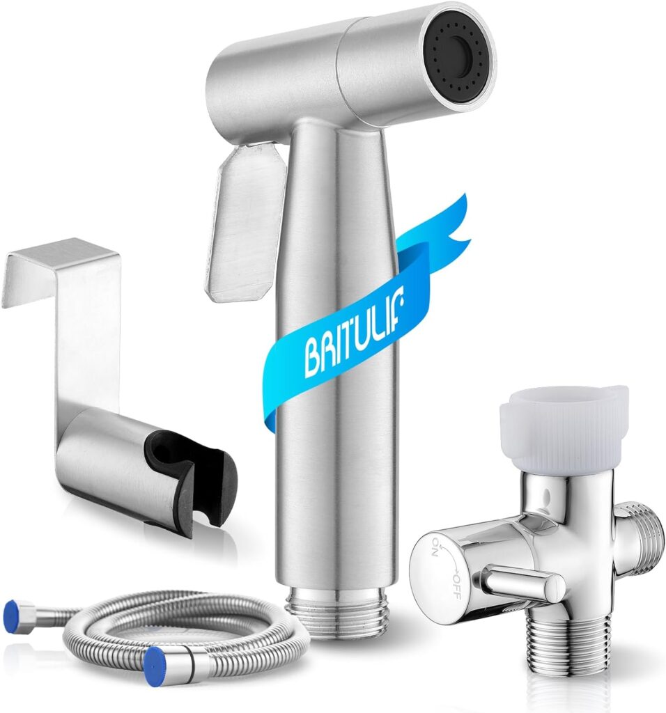 BRITULIF Handheld Bidet Sprayer for Toilet, Jet Sprayer for Toilet Muslim Shower, Adjustable Cloth Diaper Sprayer Bidets Attachment for Toilet, Toilet Sprayer with Bidet Hose for Feminine Wash