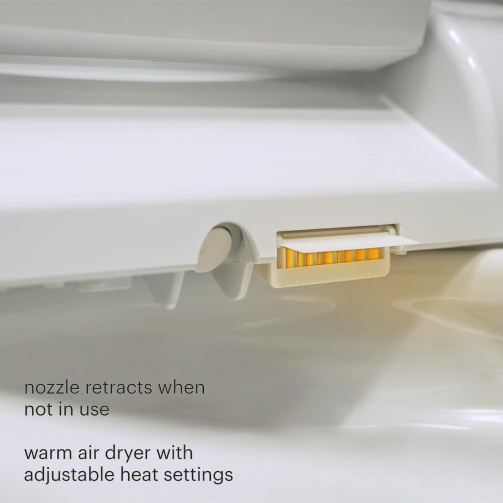 Brondell SE400-EW Swash SE400 Electric Bidet Toilet Seat With Heated Seat, Oscillating Stainless Steel Nozzle, Warm Air Dryer, Night Light, Gentle Close Lid, White Side Arm Control, Elongated