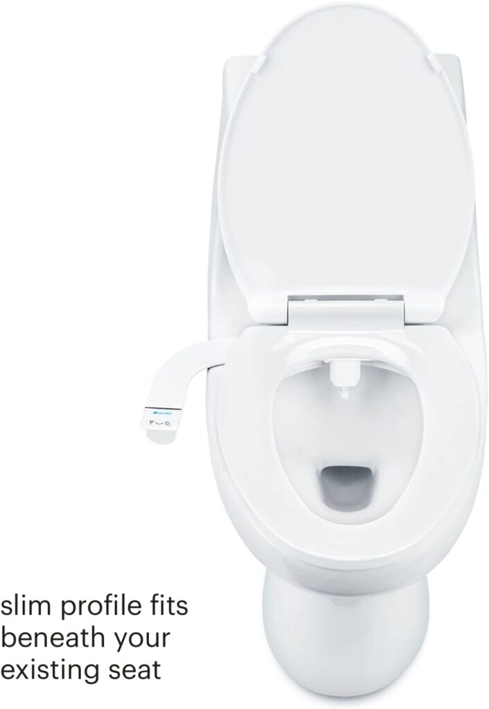 Brondell SS-150W SimpleSpa Thinline Essential Bidet Attachment for Toilet Seats with Adjustable Water Pressure, Side Arm Control, Thin Profile, White (Single Nozzle)