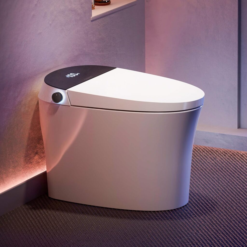CANEST Smart Bidet Toilet, Smart Toilet with Bidet Built in, Foot Sensor Operation, Blackout Flush, Warm Water, Heated Seat, Air Dryer, Digital Display(TC-100GE)