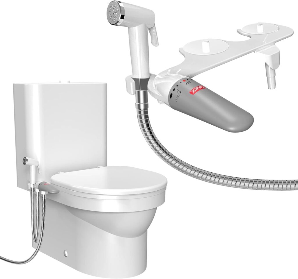 DEANIC 2-in-1 Bidet Attachment for Toilet Bath Bidet Sprayer, Ultra-Slim Toilet Bidet Sprayer Attachment, Adjustable Cold Fresh Water Pressure,Non-Electric Bidet Toilet Seat