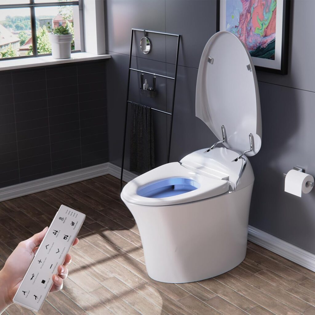 ELLAI Luxury Smart Toilet with Bidet Built In, ADA Bidet Toilet with Remote Control,Elongated Japanese Toilet with Automatic Opening/Auto Flush/Deodorization/Heated Seat/Warm Water/Air Drying