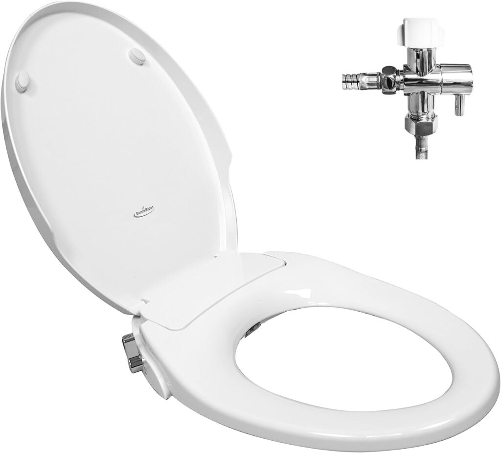 GenieBidet [ELONGATED] Bidet Attachment for Toilet Seat | Fits Your Current Toilet Seat - No Wiring  Easy Install | Self Cleaning Dual Nozzles, Rear  Feminine Cleaning | Travel Bidet Gift Included