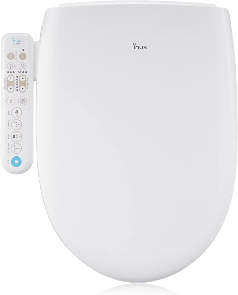 Inus N31 Electric Heated Bidet Toilet Seat Elongated, Warm Water, Smart Heated Water Luxury Bidet Toilet Seat with Night Light, Self Cleaning Nozzle, Tankless, Smart Touch Panel  Temperature Control