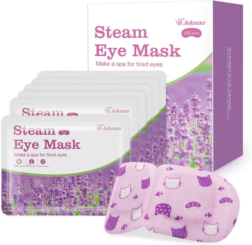 Jekeno Steam Eye Mask, 16 Packs Eye Masks for Dry Eyes Dark Circles and Puffiness, 40-60 Minutes Self Heated Steam Warm Eye Mask, Christmas Spa Gifts
