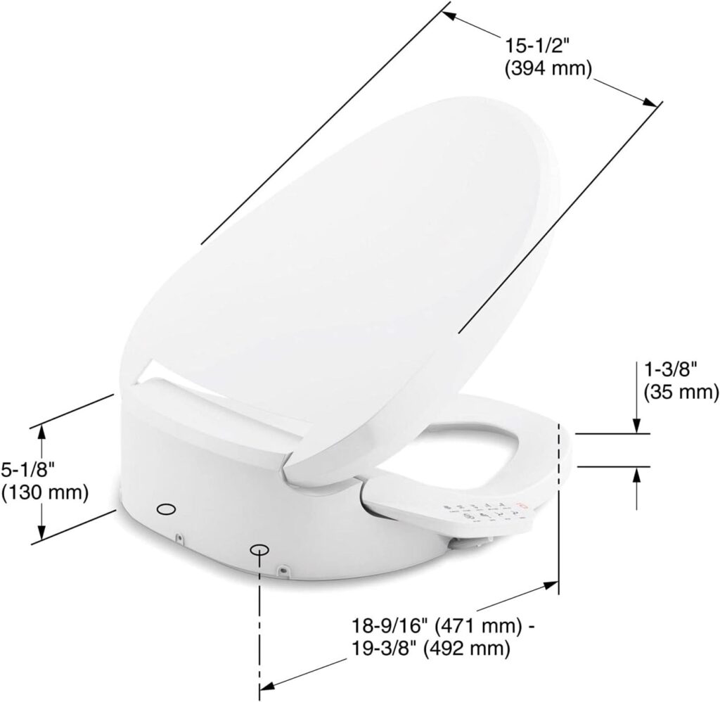 KOHLER 8298-0 PureWash E590 Elongated Bidet Toilet Seat, Heated Bidet, Bidets for Existing Toilets, Nightlight, Self-Cleaning Nozzle, White
