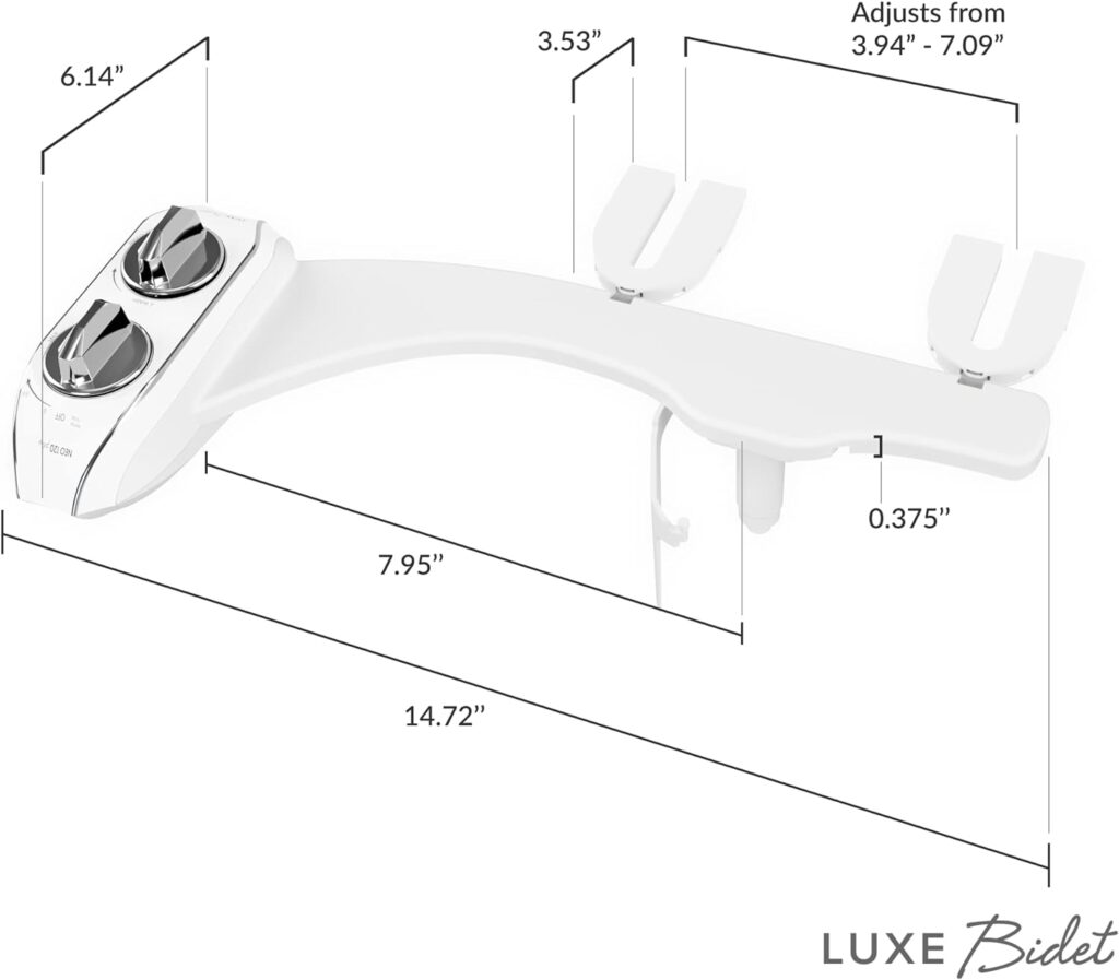 LUXE Bidet NEO 120 Plus - Only Patented Bidet Attachment for Toilet Seat, Innovative Hinges to Clean, Slide-in Easy Install, Advanced 360° Self-Clean, Single Nozzle, Rear Wash (Chrome)