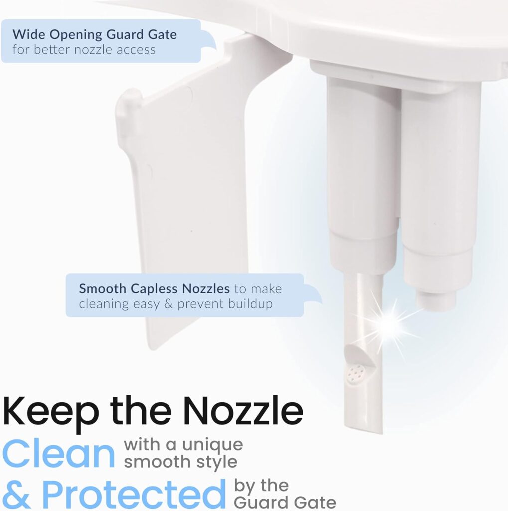 LUXE Bidet NEO 120 Plus - Only Patented Bidet Attachment for Toilet Seat, Innovative Hinges to Clean, Slide-in Easy Install, Advanced 360° Self-Clean, Single Nozzle, Rear Wash (White)