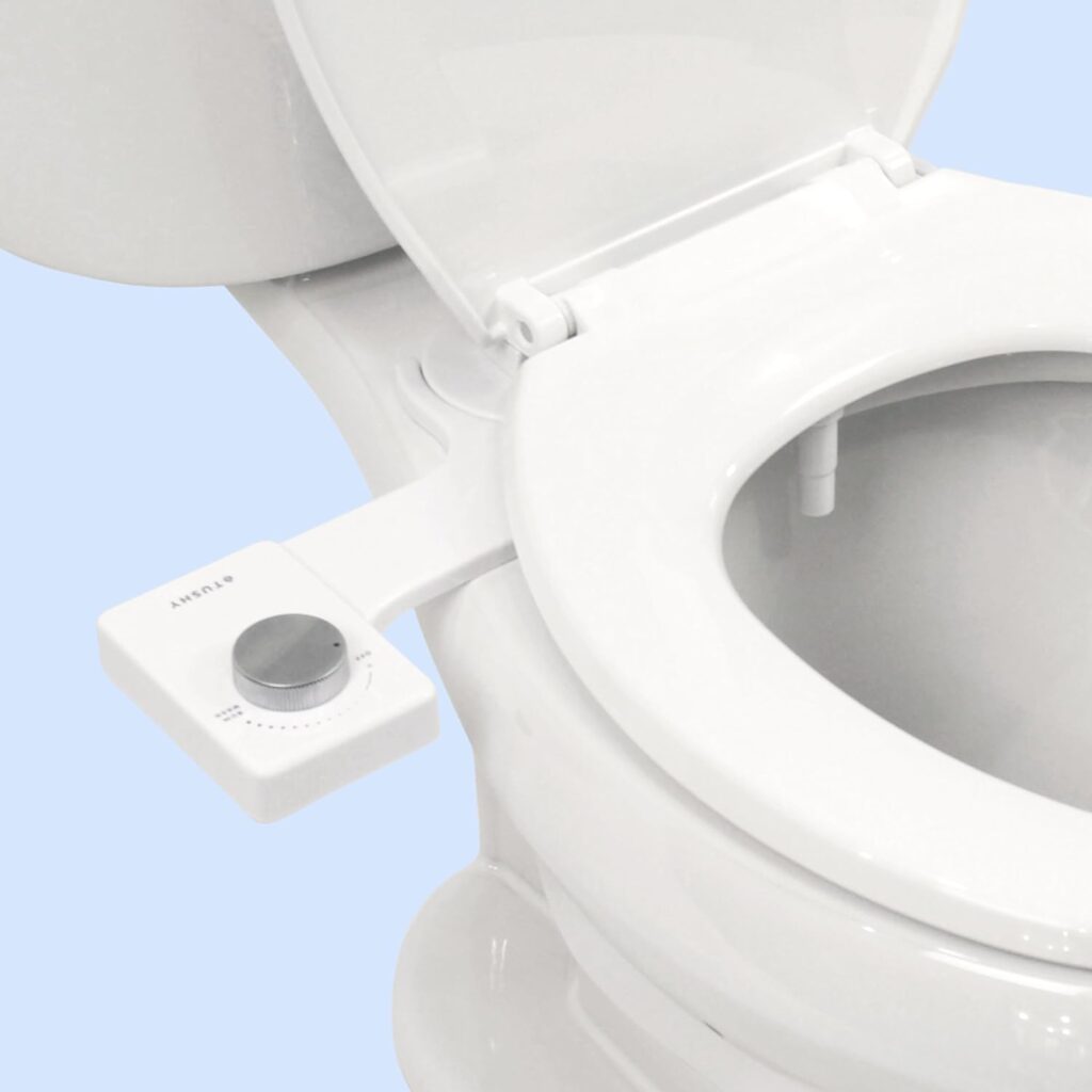 New TUSHY Fresh Bidet: Ultra Slim Toilet Seat Attachment (Non-Electric Self-Cleaning Nozzle) Easy DIY Install 10 Min | Adjustable Water Pressure | Feel Shower Clean w/Rear Sprayer, Silver Knob