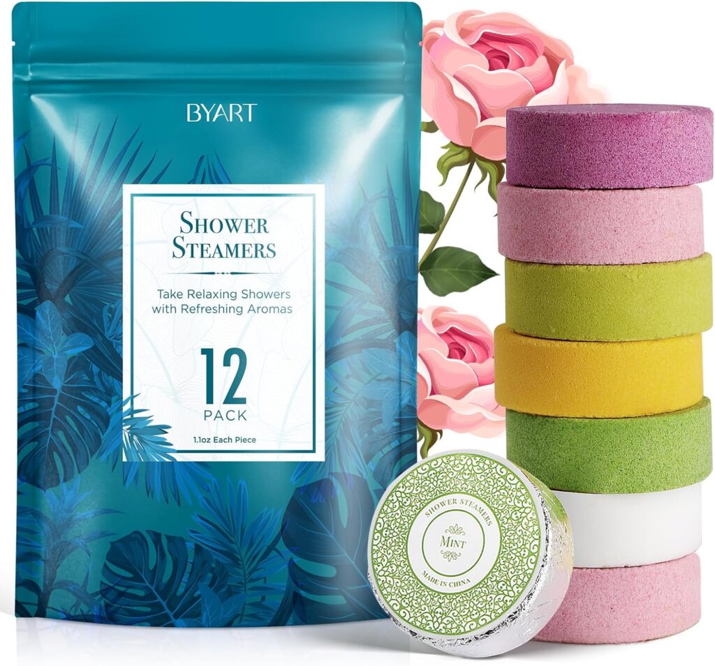 Shower Steamers Aromatherapy-Eucalyptus Shower Bombs Gifts for Women Christmas Gift 12pcs Organic Pure Essential Oil Home Spa Bath, Stress Relief and Relaxation Present for Stocking Stuffers for Her…