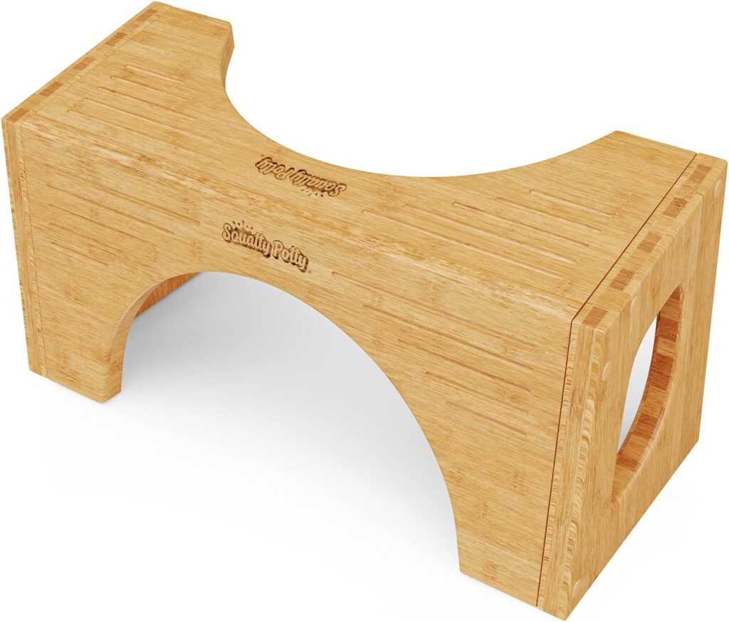 Squatty Potty The Original Toilet Stool - Bamboo Flip, 7 and 9 Adjustable Heights, Brown - Improve Bathroom Posture and Comfort