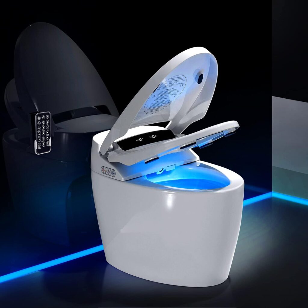 SUCXDZQ Smart Toilet One-Piece Bidet Toilet, Toilet Seat with Heating, Automatic Flush Toilet with Warm Water Nozzle Dryer for Bathroom