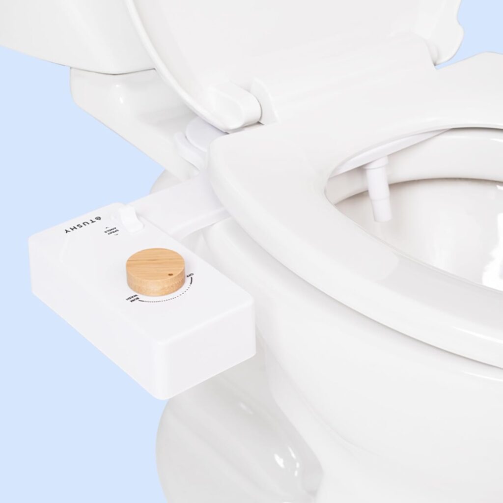 TUSHY Classic 3.0 Bidet Toilet Seat Attachment - A Non-Electric Self Cleaning Water Sprayer with Adjustable Water Pressure Nozzle, Angle Control  Easy Home Installation (White/Bamboo)