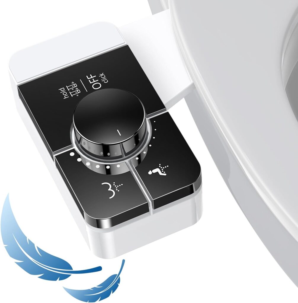 Veken Bidet Attachment for Toilet - Ultra-Slim Self Cleaning Fresh Cold Water Sprayer Bidets for Existing Toilets Seat Baday Beday Badette Bedette with Dual Nozzle for Feminine and Posterior Wash