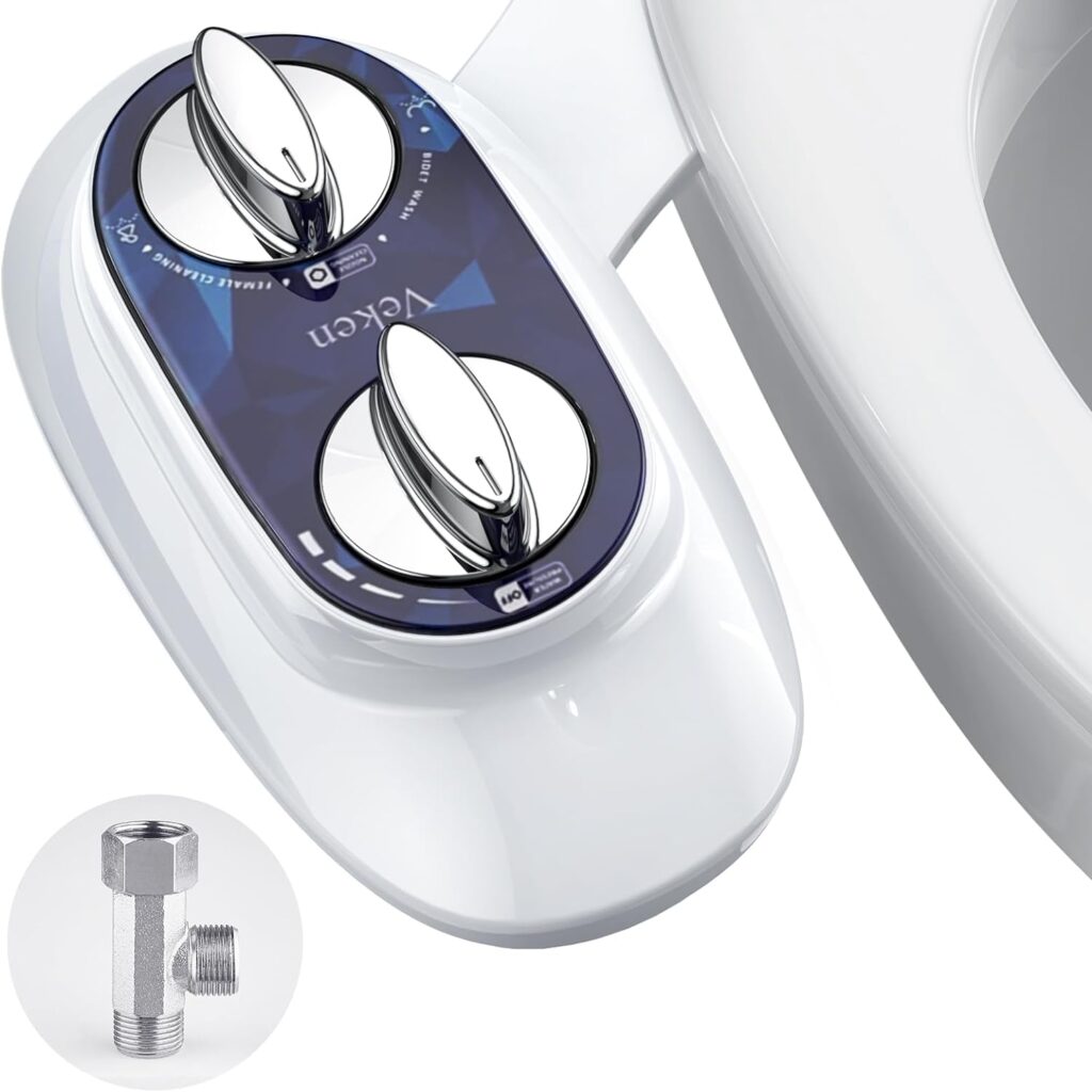 Veken Non-Electric Self-Cleaning Dual Nozzle (Frontal/Feminine Wash), Fresh Spray Bidet for Toilet with Adjustable Water Pressure Switch