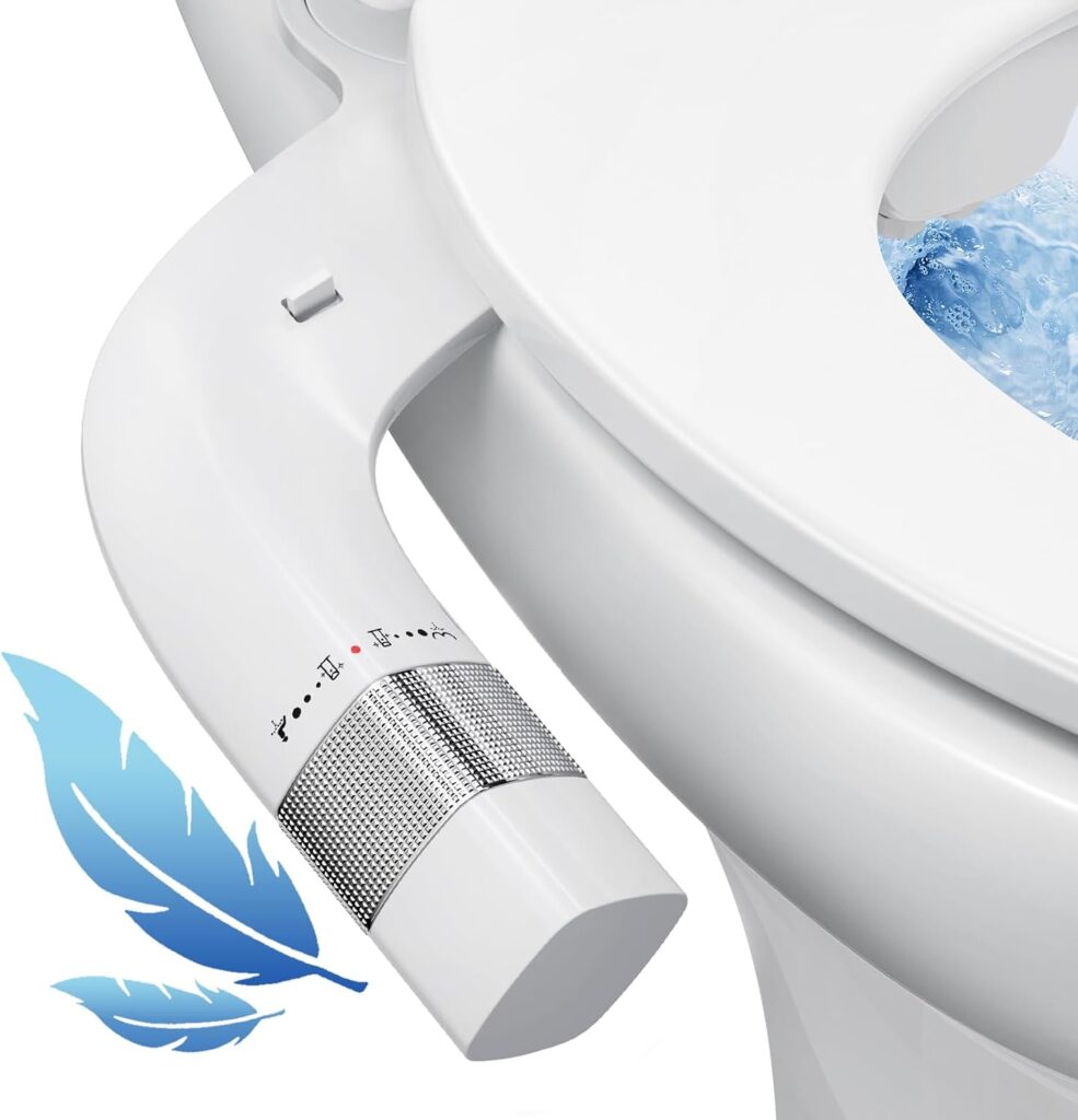 Veken Ultra-Slim Bidet Attachment for Toilet, No-Touch, Adjustable Water Pressure, Self-Cleaning, Chrome Finish