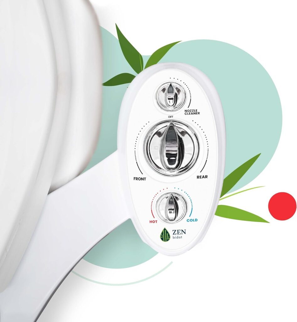 Zen Bidet Attachment with Self-Cleaning Nozzles and Ceramic Valves - 15 Minute DIY Toilet Installation with Picture Instructions